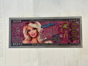 Barbie No Money No Botox Pink Silver Tone Foil $100 Novelty Note